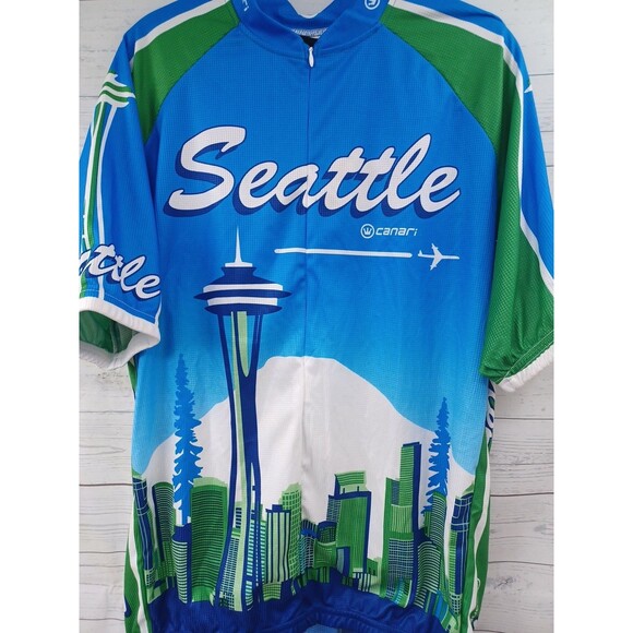 Canari Cycling Jersey Mens XXL Seattle Space Needle Emerald City NWT $70 - Picture 2 of 10